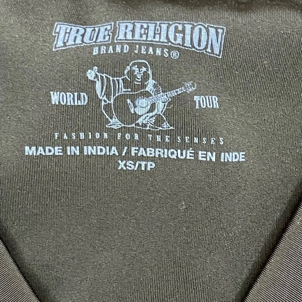 True Religion Black Scoop V Neck Seamless Bodysuit Size XS Snap Stretch EUC